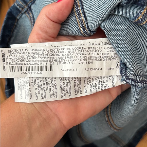 ZARA DARK WASH DENIM LONG SLEEVE MINI DRESS deep‎ indigo fit flare women’s small - Picture 5 of 6